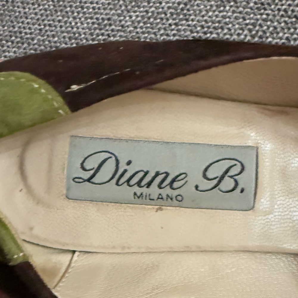 Women’s Diane B Milano Suede Green Brown Shoes Vintage Italy 38.5 Used - Picture 13 of 15